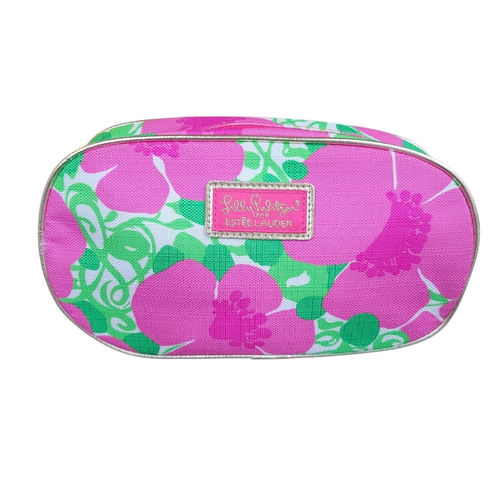 Lilly Pulitzer For Estee Lauder Colorful Fun Gift Pink and Green Cosmetic Bag